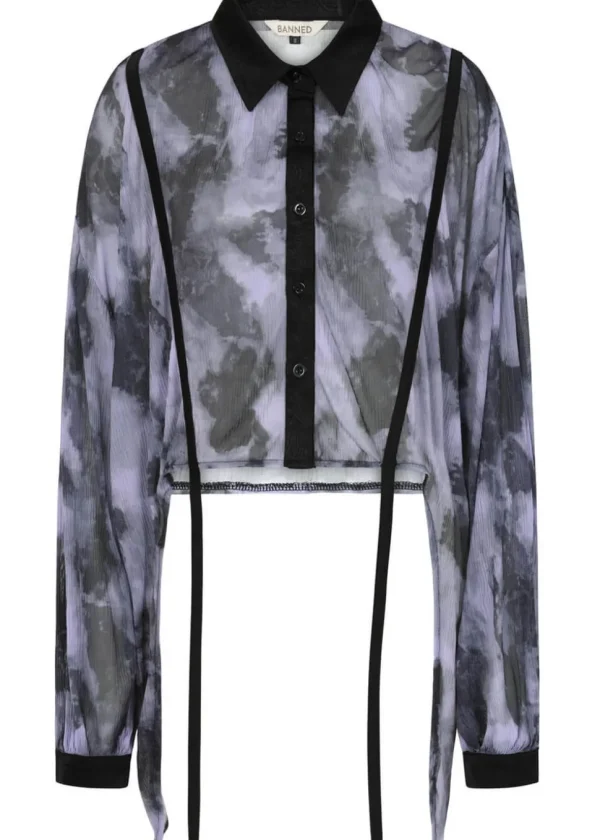 Banned Selene Mesh Blouse Black Lilac