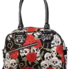 Banned Skull & Roses Rockabilly Bag Black Red