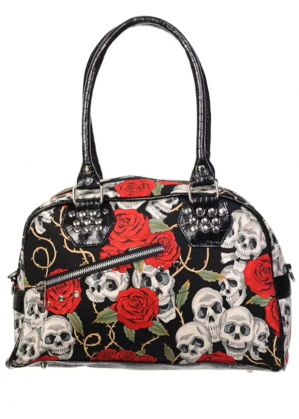 Banned Skull & Roses Rockabilly Bag Black Red
