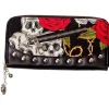 Banned Skull & Roses Rockabilly Wallet Black