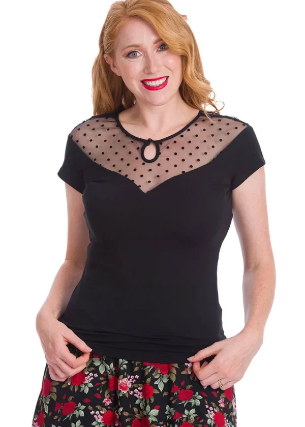Banned Smoulder Polkadot 50's Top Black