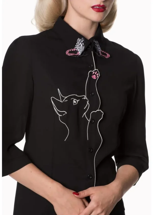 Banned Snow Bird Cat Blouse Black