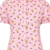 Banned Star Popcorn Blouse Pink