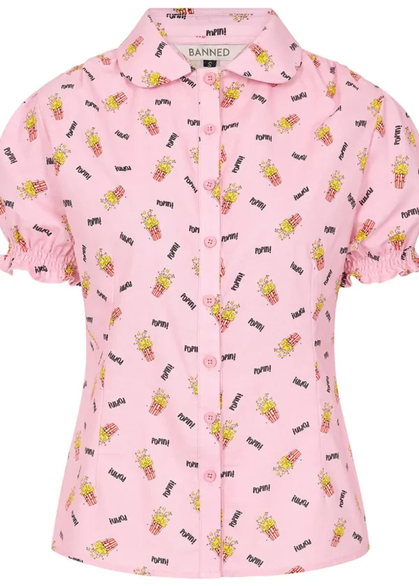 Banned Star Popcorn Blouse Pink