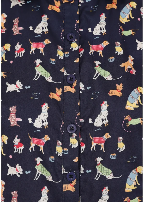 Banned Star Woof Dogs Blouse Navy Blue