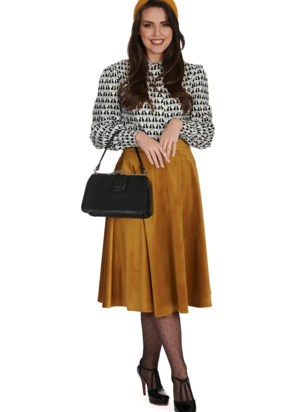 Banned Velvet Dreams 50's Swing Skirt Biscuit Beige