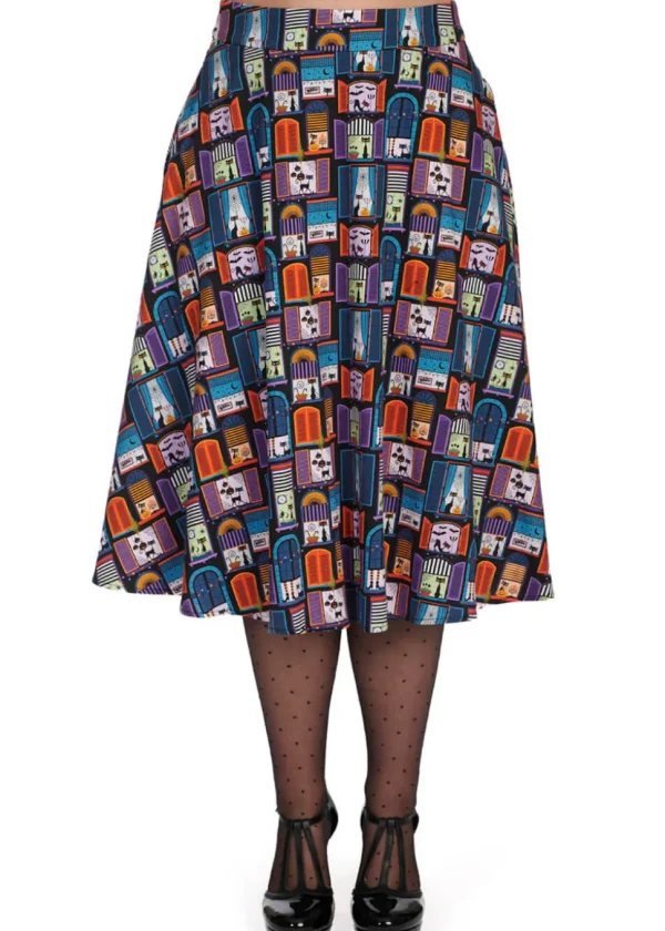 Banned Window Cat 50's Swing Skirt Black