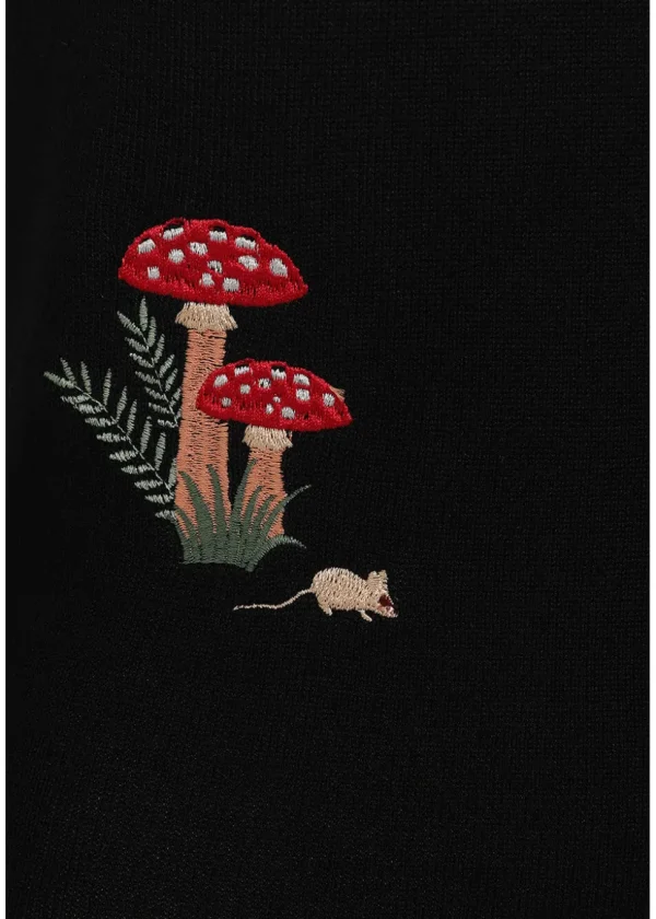 Banned Woodland Mushroom 40's Cardigan Black