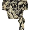 Banned Yvette Tiki Wrap 40's Blouse Black