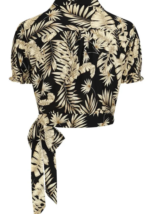 Banned Yvette Tiki Wrap 40's Blouse Black