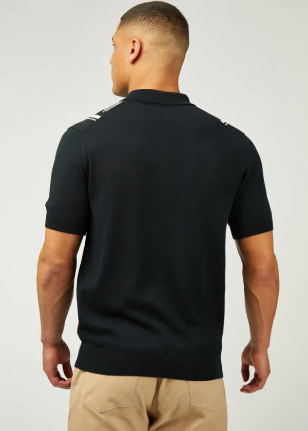 Ben Sherman Argyle Jacquard Polo Black