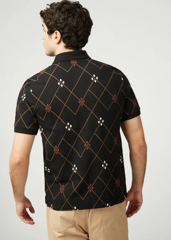 Ben Sherman Argyle Printed Polo Black