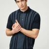 Ben Sherman Birdseye Stripe Polo Navy Blue