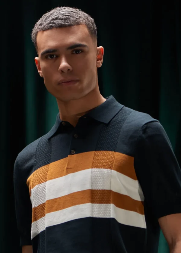 Ben Sherman Chest Stripe Polo Black