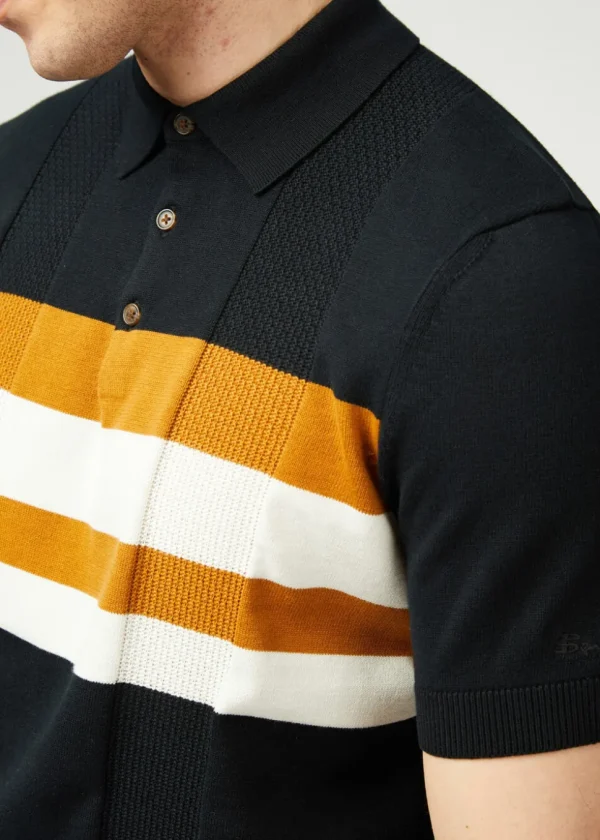 Ben Sherman Chest Stripe Polo Black