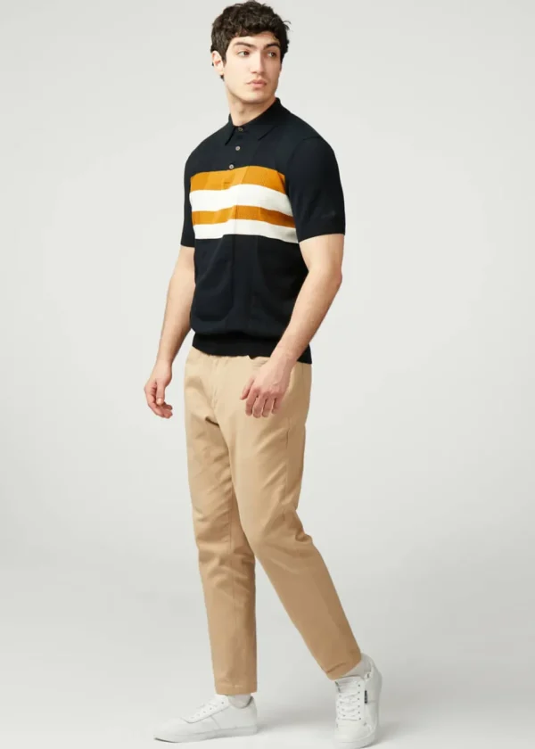 Ben Sherman Chest Stripe Polo Black