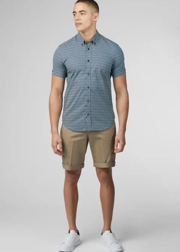 Ben Sherman Geo Spot Shirt Petrol Blue