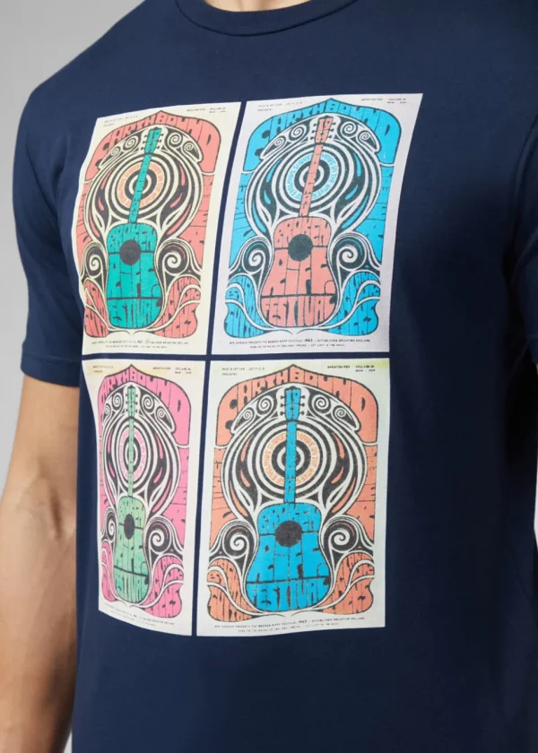 Ben Sherman Guitar Festival Poster T-Shirt Dark Navy
