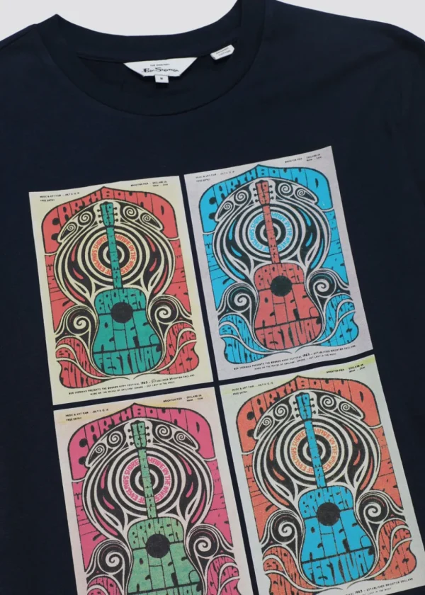 Ben Sherman Guitar Festival Poster T-Shirt Dark Navy