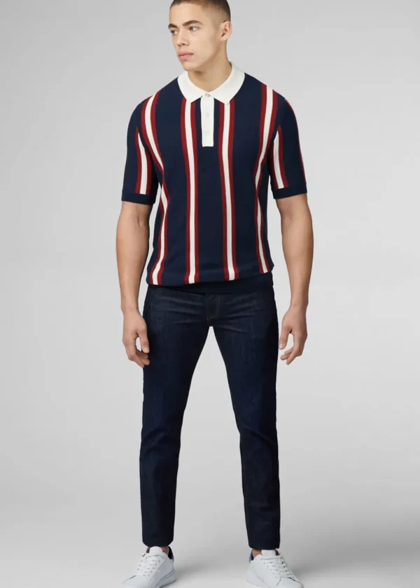 Ben Sherman Mod Knitted Rugby Polo Dark Navy