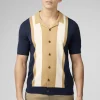 Ben Sherman Resort Neck Button Through Polo Dark Navy
