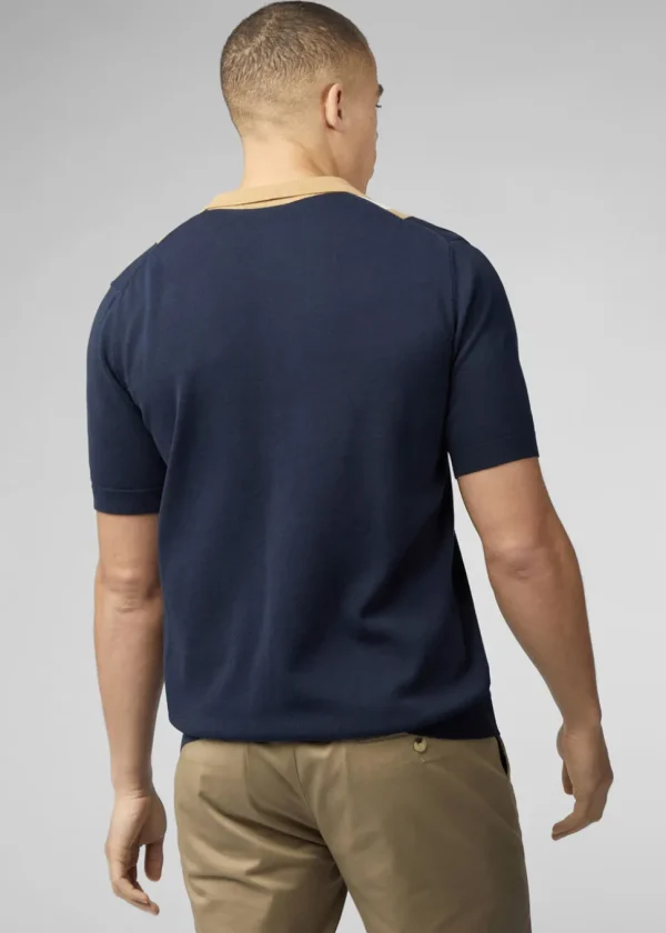 Ben Sherman Resort Neck Button Through Polo Dark Navy