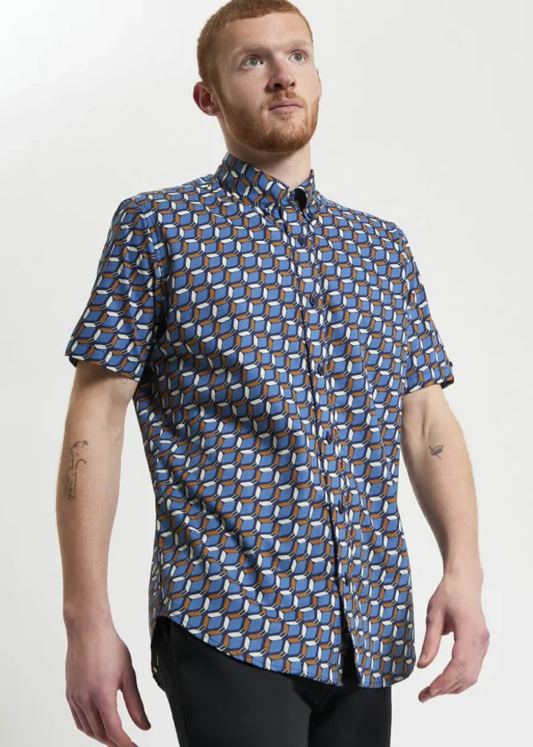 Ben Sherman Retro Geo Shirt Blue