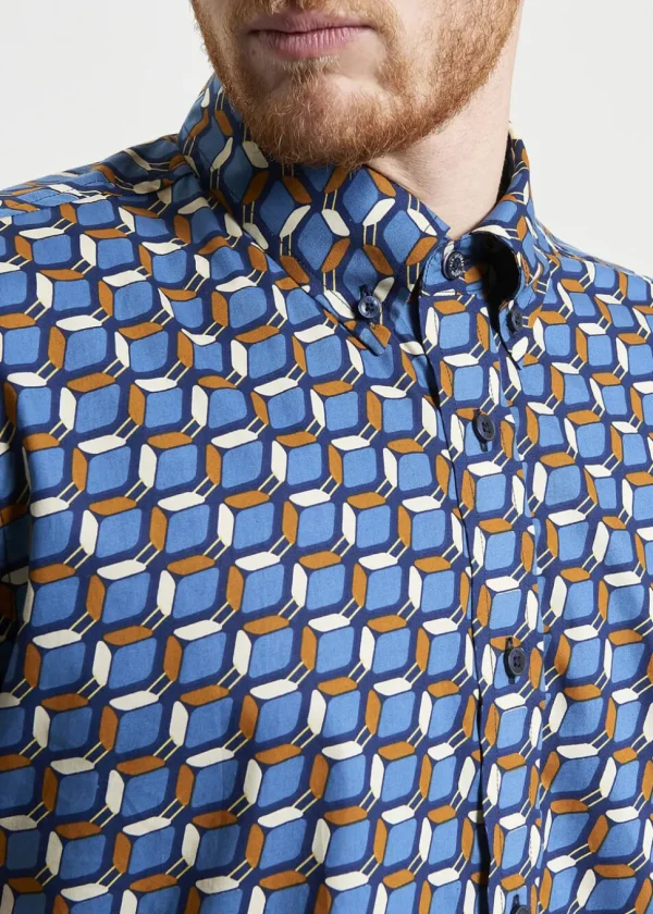 Ben Sherman Retro Geo Shirt Blue