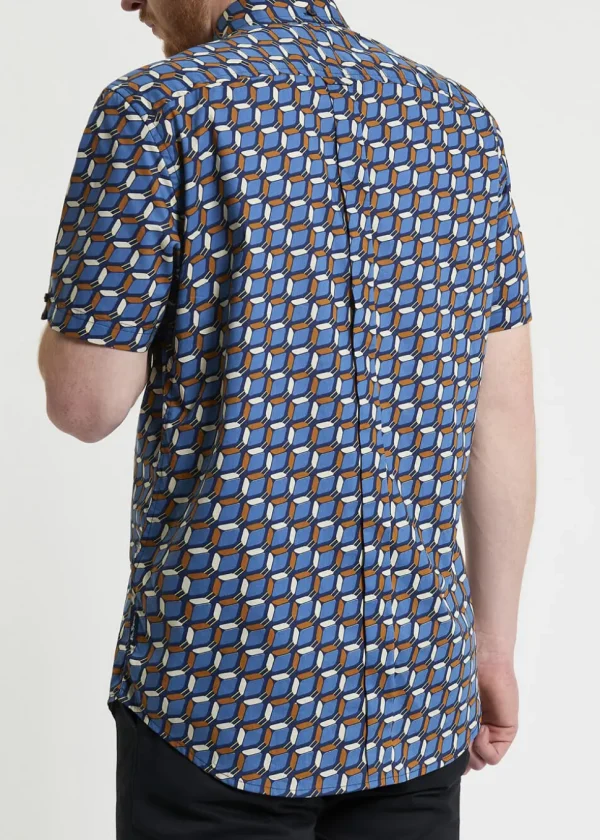 Ben Sherman Retro Geo Shirt Blue