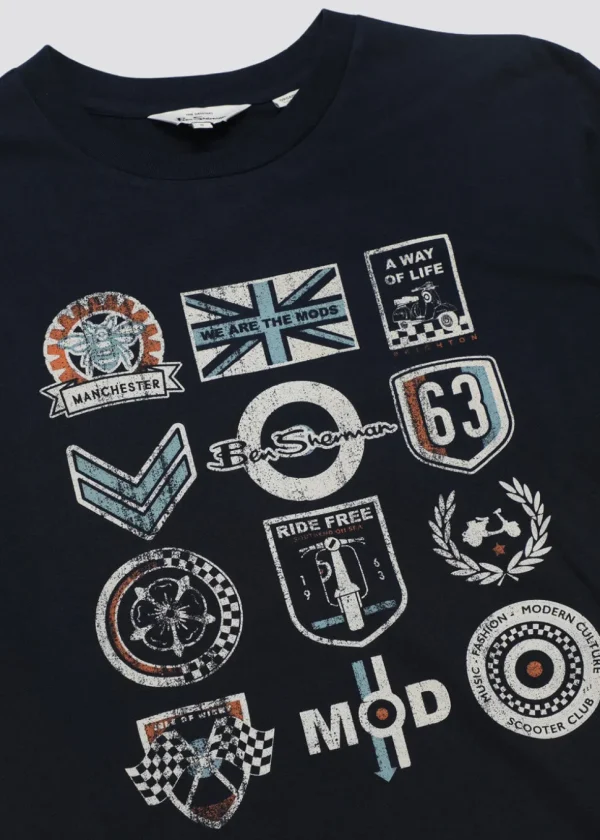 Ben Sherman Scooter Clubs T-Shirt Dark Navy