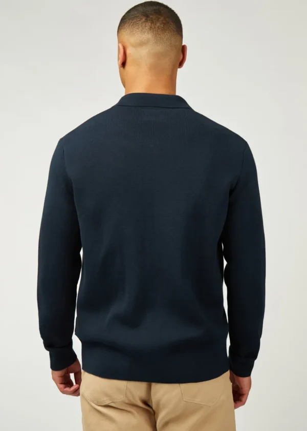 Ben Sherman Textured Zip Through Cardigan in Navy