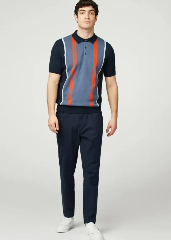 Ben Sherman Vertical Stripe Polo Navy Blue