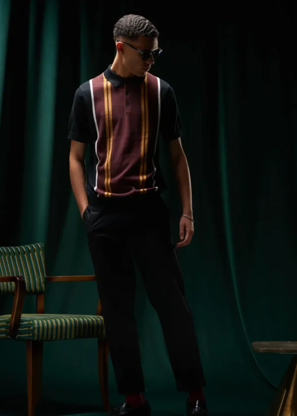Ben Sherman Vertical Stripe Polo Black