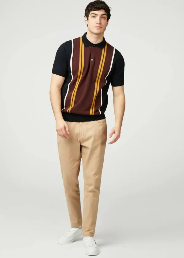 Ben Sherman Vertical Stripe Polo Black