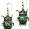 Bill Skinner Antique Beetle Drop Earrings Green