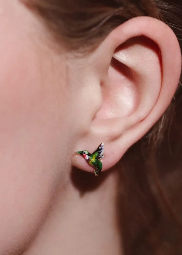 Bill Skinner Hummingbird Stud Earrings Gold