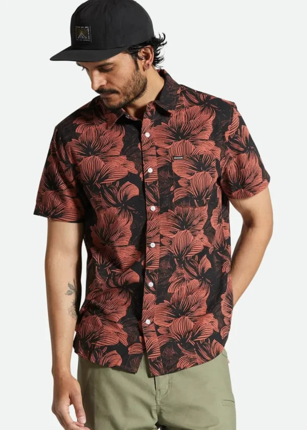 Brixton Men Charter Floral Print Shirt Black