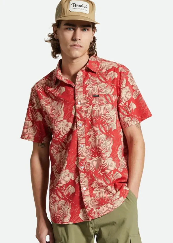 Brixton Men Charter Floral Print Shirt Red