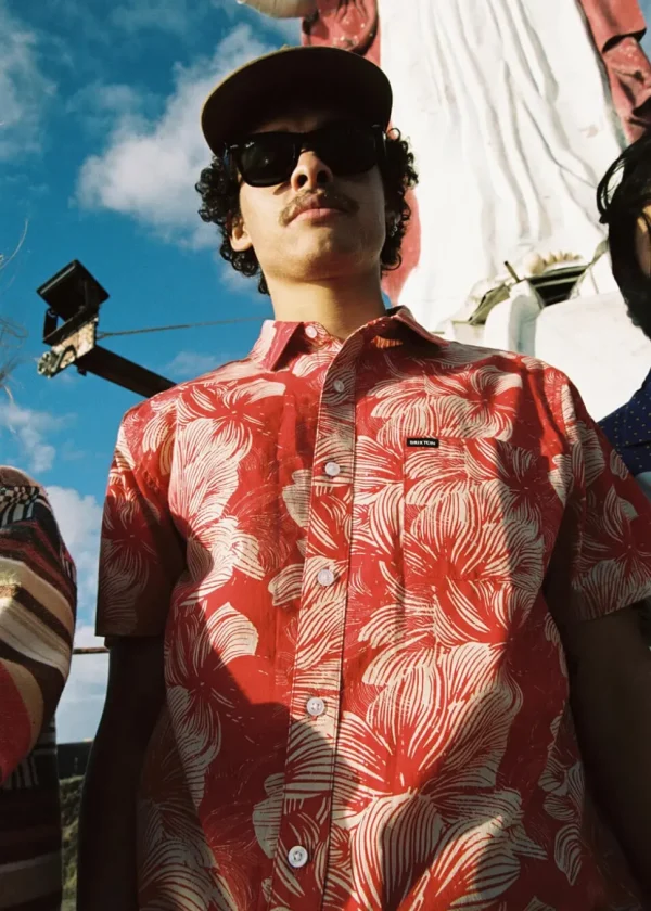 Brixton Men Charter Floral Print Shirt Red