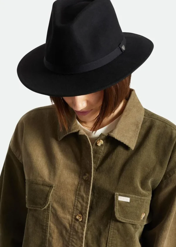 Brixton Messer Packable Fedora Hat Black