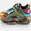 Buffalo London 1339-14 Rev Vegan Platform Sneakers in Pink Aqua Orange Leo