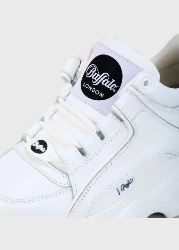 Buffalo London Classic Low Leather Platform Sneakers in White