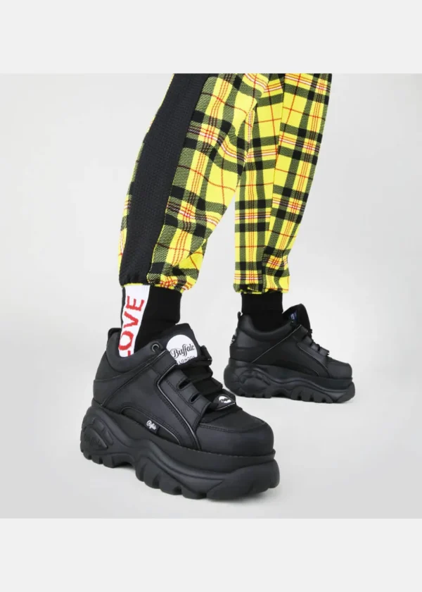 Buffalo London Classic Low Leather Platform Sneakers Black