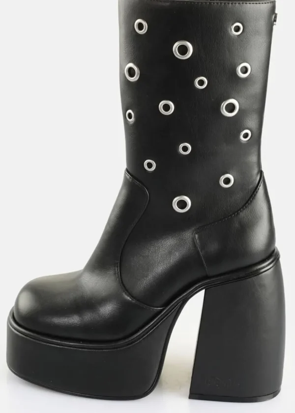 Buffalo London Heart Riv Platform Boots Black
