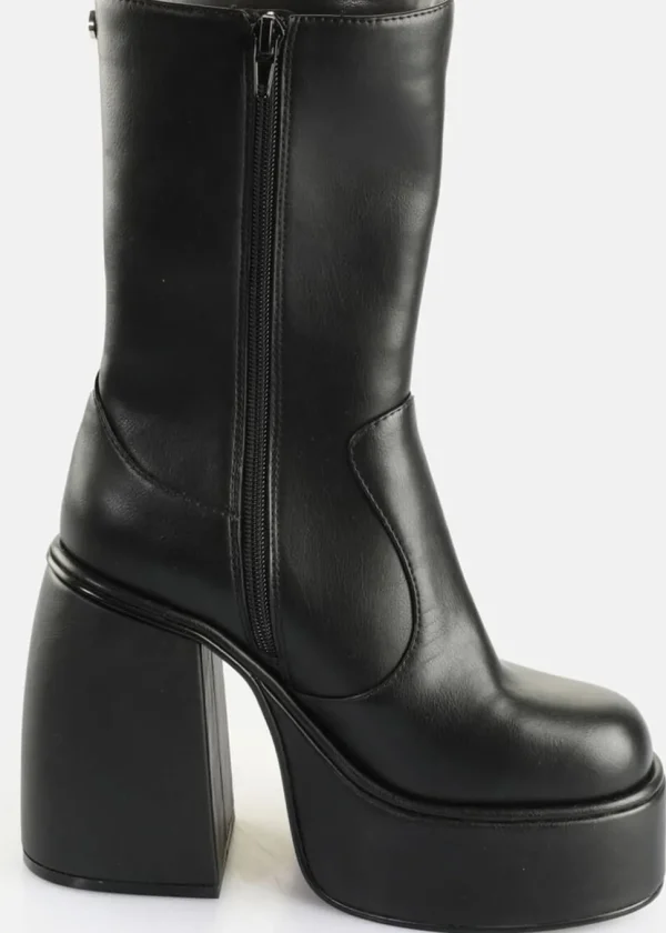 Buffalo London Heart Riv Platform Boots Black