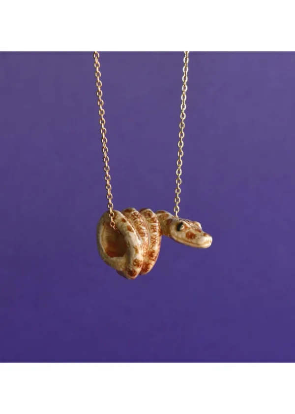 Camp Hollow Python Snake Necklace Brown