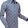 Chenaski Heren Dotsgrid 70’s Shirt Cream Petrol