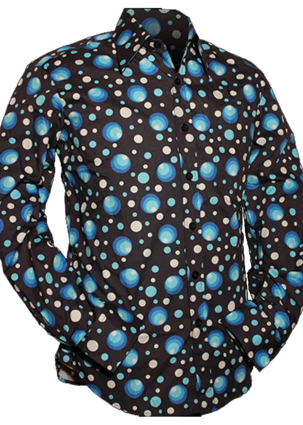 chenaski_mens_dots__spots_0-1.webp Chenaski Mens Dots & Spots 70's Shirt Navy