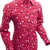 Chenaski Mens Dots & Spots 70's Shirt Bordeaux