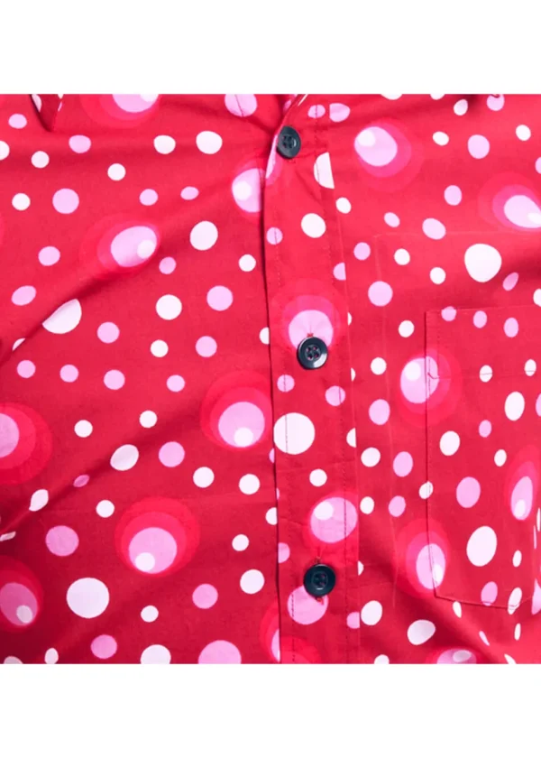 Chenaski Mens Dots & Spots 70's Shirt Bordeaux
